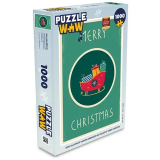 MuchoWow Puzzle Schlitten - Geschenke - Weihnachten - Zitate - Frohe Weihnachten, 1000 Puzzleteile, Foto-Puzzle, Bilderrätsel, Puzzlespiele, Klassisch bunt