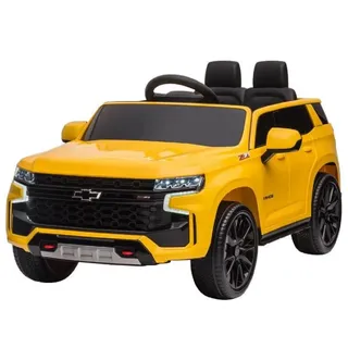 ES-Toys Kinder Elektroauto Chevrolet Tahoe EVA-Reifen Kunstledersitz Stoßdämpfer gelb