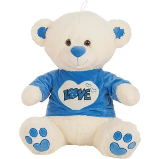 BEMIRO XL Teddy blaues T-Shirt Love - ca. 70 cm, Teddybär mit Shirt, Love, XXL Teddybär, riesen Teddy, Teddybär groß XXL, riesen Teddybär, Teddybär groß, großer Teddybär