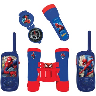 Lexibook, Spider-Man, Abenteurer-Set für Kinder, Walkie-Talkies 120m, Fernglas, Kompass, Taschenlampe, blau/rot, RPTW12SP