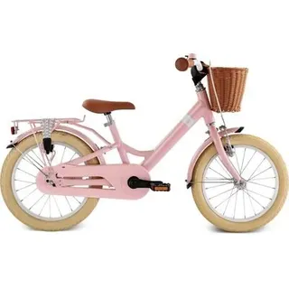 PUKY 4240 YOUKE 16 CLASSIC Alu-Kinderfahrrad mit Lenkerkorb, Rücktrittbremse retro rose