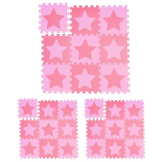 relaxdays Puzzlematte 27 x Puzzlematte Sterne rosa-pink rosa