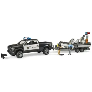 BRUDER - RAM 2500 Polizei Pickup, L+S Modul, Anhänger mit Boot und 2 Figuren 02507