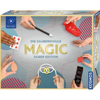 Kosmos 601799 Magic Die Zauberschule - Silber Edition, schnell Zaubern Lernen, 35 Zauber Tricks, viele Zauber Utensilien, Zauberkasten für Kinder ab 8 Jahre und Einsteiger, Magie in 3 Level