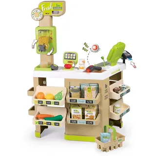 Smoby - Supermarkt Fresh Market - Bio-Supermarkt mit Spielkasse, Einkaufswagen, viel Zubehör und Elektronischen Funktionen, für Kinder ab 3 Jahren