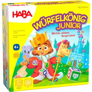 HABA Würfelkönig Junior, Würfelspiel für Kinder ab 4 Jahren, Gesellschaftsspiel für 2-4 Spieler