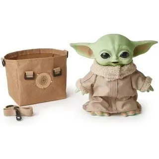 MATTEL HBX33 Disney Star Wars Mandalorian The Child Baby Yoda Funktionsplüsch & Tasche Geschenkset