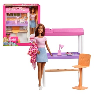 Barbie Puppenhausmöbel Etagen-Bett Schreibtisch Barbie Mattel Möbel Spiel-Set mit Puppe