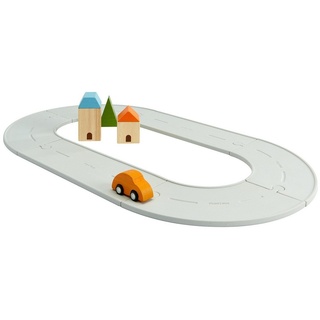 Plantoys Spielzeug-Auto Straßen und Schienen Set klein grau