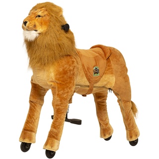 Animal Riding Reittier Löwe „Shimba“ X-Large (für Kinder ab 8 Jahren, Farbe braun, Sattelhöhe 80 cm, mit Rollen) ARL006L