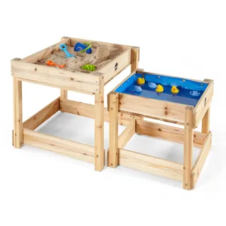 Plum Sand- und Wassertisch – Outdoor-Spieltisch für Kinder aus Holz, 2er Set, Natur