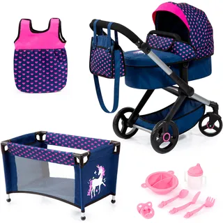 Kombi-Puppenwagen BAYER "Xeo Mega, blau/pink" Puppenwagen bunt (blau/pink) Kinder