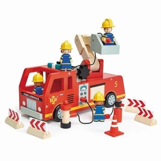 Tender Leaf Toys Spielzeug-Feuerwehr Feuerwehrauto Holzspielzeug
