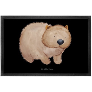 Fußmatte 60 x 90 cm Wombat - Schwarz - Geschenk, süße Tiermotive, Spruch, Fußa, Mr. & Mrs. Panda, Höhe: 0 mm schwarz