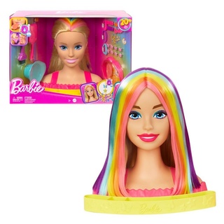 Barbie Anziehpuppe Deluxe Styling-Kopf blond Barbie Totally Hair Mattel Frisierkopf bunt