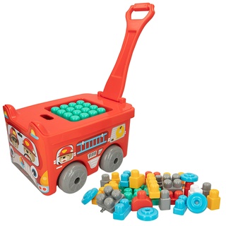 ColorBaby Color Block 47162 Bausteine für Babys, Trolley, Feuerwehrauto, 30 Stück, Verschiedene Formen, Steckspielzeug, Lernspielzeug, 18 Monate