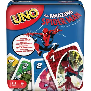 Mattel Games UNO The Amazing Spider-Man Kartenspiel in Aufbewahrungs- & Reisedose für Kinder, Erwachsene & Familie mit Deck & Sonderregel (Amazon Exclusive)