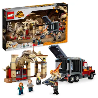 LEGO 76948 Jurassic World T. Rex & Atrociraptor: Dinosaurier-Ausbruch, Set mit LKW und 4 Minifiguren, Dinosaurier Spielzeug Geschenk