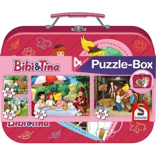 SCHMIDT SPIELE 56509 Kinderpuzzle-Box, 2 x 100, 2 x 150 Teile - Bibi & Tina