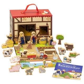 yoamo Spielwelt Bauernhof für Kinder mit 24 Holzfiguren, Spielkoffer, (26-tlg), 26-teilig (1 Set)