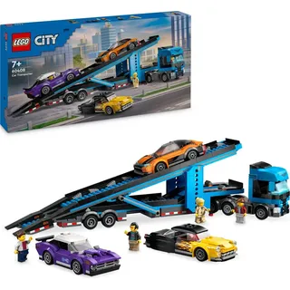 LEGO City Autotransporter mit Sportwagen, Set mit 4 Spielzeugautos für Jungen und Mädchen ab 7 Jahren, Weihnachts- oder Geburtstagsgeschenk, 4 Mi...