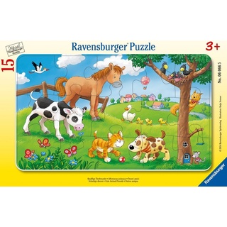 Ravensburger Kinderpuzzle - 06066 Knuffige Tierfreunde - Rahmenpuzzle Für Kinder Ab 3 Jahren  Mit 15 Teilen