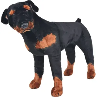 Plüschtier Hund Rottweiler Stehend Plüsch Schwarz und Braun XXL 91330 - Schwarz