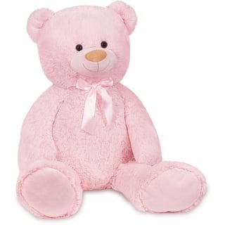 BRUBAKER Kuscheltier XXL Teddybär mit Schleife (1-St), 100 cm großer Teddy Bär, Stofftier Plüschtier rosa