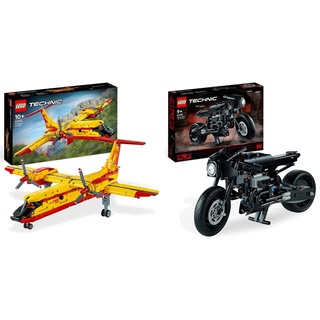 LEGO Technic 42152 Löschflugzeug Feuerwehr-Flugzeug-Spielzeug als Geschenk-Idee für Kinder ab 10 Jahre & 42155 Technic The Batman - BATCYCLE Set, Motorrad-Spielzeug