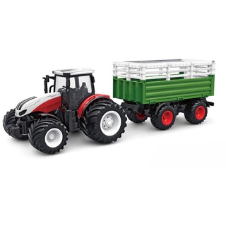 Amewi Spielwaren RC Traktor mit Viehtransporter, Sound & Licht, 1:24 RTR mit Kuh als Zubehör Ferngesteuerte Modellbaufahrzeuge Modellbau