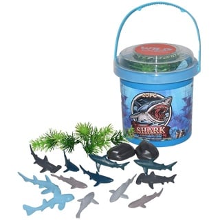 Wild Republic Adventure Bucket Mini Hai, Geschenk für Kinder, Sandspielzeug mit Spielzeugfiguren, Sensorisches Spielzeug