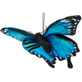 Uni-Toys Kuscheltier Schmetterling blau (mit Schlaufe) - 26 cm (Breite) - Plüschtier, zu 100 % recyceltes Füllmaterial blau