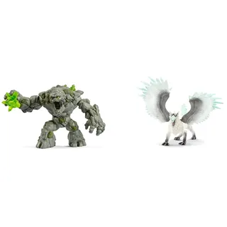 SCHLEICH 70141- Steinmonster Spielzeug,9.3 x 17.7 x 12 cm & 70143 Eldrador Creatures Spielfigur - Eisgreif, Spielzeug ab 7 Jahren