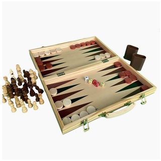 Small Foot Spielesammlung, Backgammon & Schach Backgammon Koffer & Schach, mit 2 Verschlüssen und einem Tragegriff braun