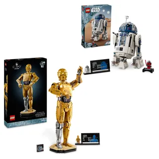 LEGO Star Wars C-3PO Droidenfigur + R2-D2-Modellset, Sammelmodellbausatz für Erwachsene zum Bauen mit Charakter-Minifigur, baubares Spielzeug, Erinnerungsstück, Geschenkidee für Fans 75398 + 75379