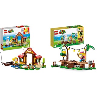 LEGO 71422 Super Mario Picknick bei Mario & 71421 Super Mario Dixie Kongs Dschungel-Jam – Erweiterungsset mit Dixie Kong und Sqwaks der Papagei-Figuren, Spielzeug zum Kombinieren mit Starterset