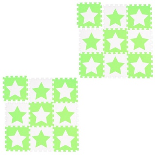 relaxdays Spielmatte 18 x Puzzlematte Sterne weiß-grün grün|weiß