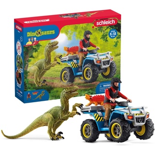 schleich DINOSAURS 41466 Dinosaurs Velociraptor und Baby Dino Abenteuer Spielset mit Quad und Fahrer - Prähistorisches Großes Dino-Spielzeug 5er-Set Dinosaurier Spielzeug ab 4 Jahren