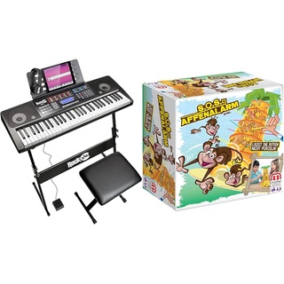 RockJam 61 Key Touch Display Keyboard Piano Kit with Digital Bench & Mattel Games SOS Affenalarm Spiel, Würfelspiel für die Familie, Kinderspiele