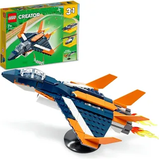 LEGO 31126 Creator 3-in-1 Überschalljet, Flugzeug, Hubschrauber und Boot, 3 Modelle zum Bauen, Spielzeug ab 7 jahre - Beige