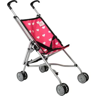 The New York Doll Collection Herzen Buggy für Kinder - Rosa Super nett Puppenwagen für Mädchen und Jungen - Falten zur Aufbewahrung - Passend für 18 Zoll/46 cm