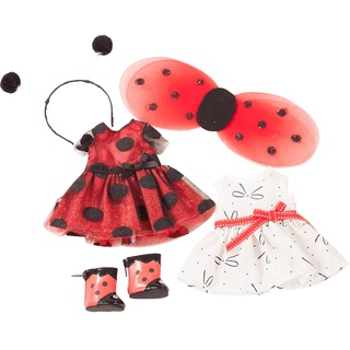 Götz 3402963 Kombination Ladybug - Puppenbekleidung Gr. XS - 6-teiliges Bekleidungs- und Zubehörset für Stehpuppen 27 cm Just-Like-Me