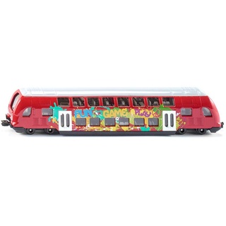 Siku 1791, Doppelstock-Zug, 1:87, Metall/Kunststoff, Graffiti-Optik, Kompatibel mit anderen Siku Spielzeugen, Rot