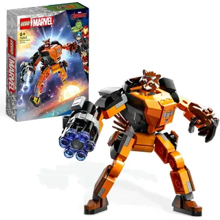 LEGO 76243 Marvel Rocket Mech, Spielzeug-Action-Figur des Waschbär Avengers aus Guardians of The Galaxy mit Sammelfiguren für Kinder ab 6 Jahren