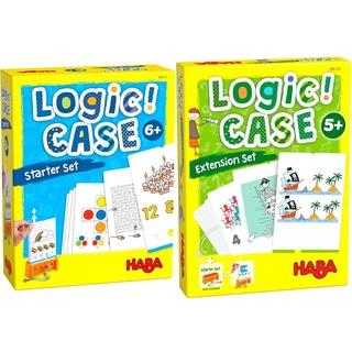 HABA 306121 - LogiCASE Starter Set 6+, Mitbringspiel ab 6 Jahren & 306124 - LogiCase Extension Set – Piraten, Mitbringspiel ab 5 Jahren
