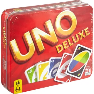 Mattel Games Uno Kartenspiel Deluxe in Metalldose (Italienisch, Französisch, Deutsch)