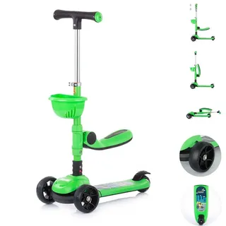 Chipolino Kinderroller Neo Rider 2 in 1 Höhe einstellbar 3 Räder Musik und Licht grün - Grün