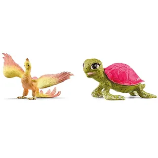 SCHLEICH BAYALA 70760 Phoenix Mythische Fantasy Actionfigur & BAYALA 70759 Pink Sapphire Schildkröte Spielzeugfigur