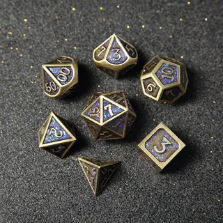 Metall DND Würfel Set 7 Blatt DND Würfel Polyeder D20 D12 D10 D% D8 D6 D4 für Dungeons & Dragons RPG Brettspiele Tischspiele RPG MTG Spiele