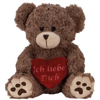 Geschenkestadl Plüschtier Bär Braun 25 cm mit rotem Herz Ich Liebe Dich Kuscheltier Stofftier Teddy